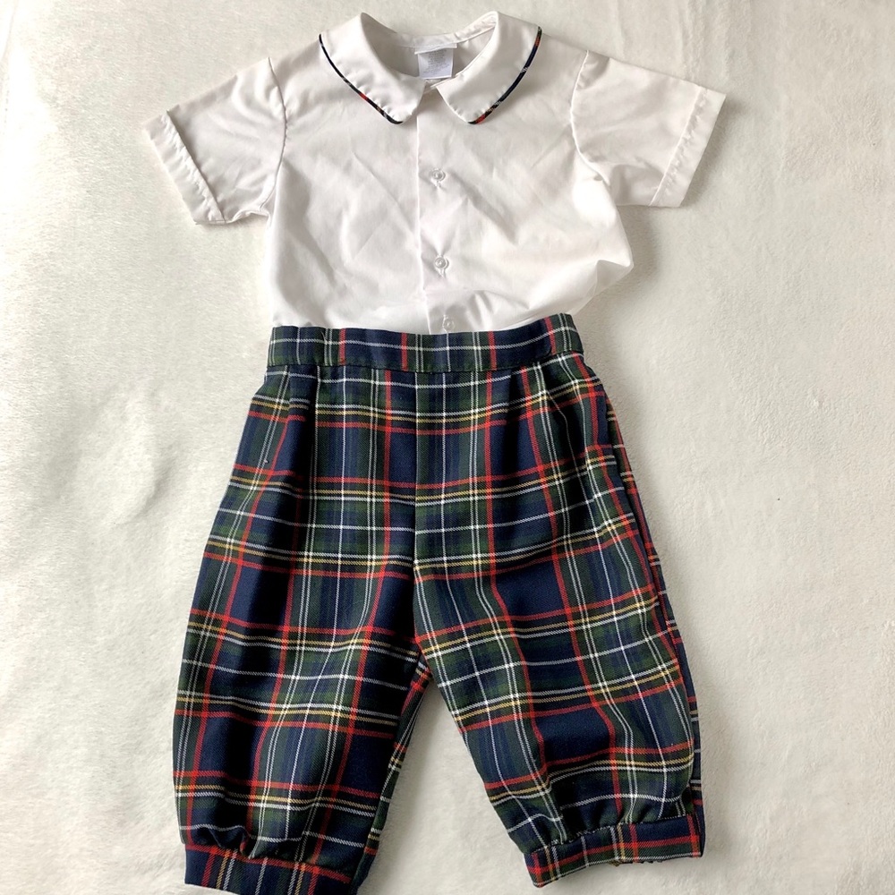 3T shirt and plaid pants knickers set Preppy